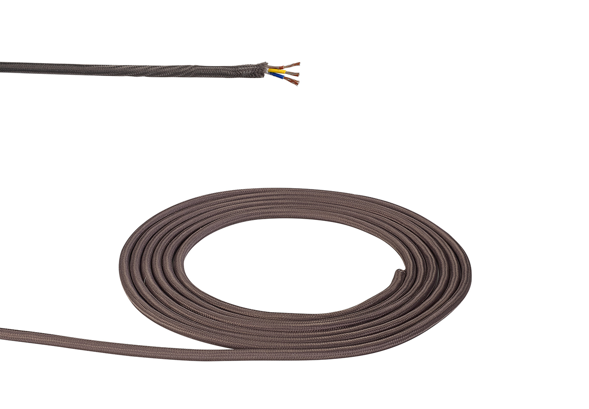 D0823  Cavo 1m Grey Braided 3 Core 0.75mm Cable